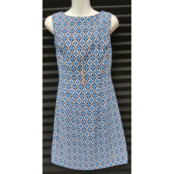 AB Studio Dresses & Skirts - AB Studio Women Dress With Necklace Sleeveless Midi Size 6 Dots Black White Blue